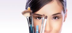 kabuki brush, mineral makeup brush, eyeshadow brush, eyelash curler, nail file