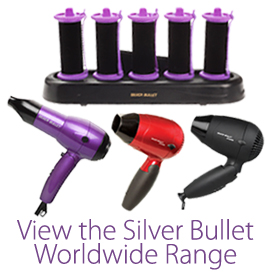 silver bullet, travel essentials, hair dryer, hot roller, travel set