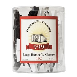 Premium Pin Company 999 Large Black & White Butterfly Clamps - 102