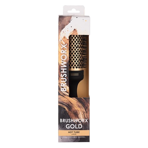 Brushworx Gold Ceramic Hot Tube Hair Brush, Large 