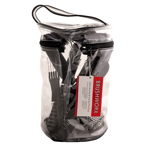 Brushworx Pro Hair Brush and Comb Pack 8pc 