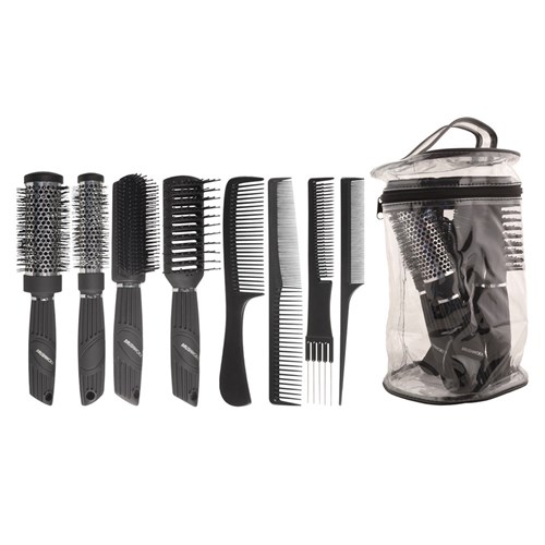 Brushworx Pro Hair Brush and Comb Pack 8pc 