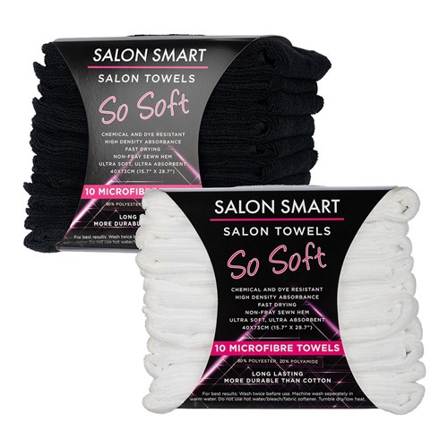 Salon Smart So Soft Microfibre Salon Towels - White, 10pk