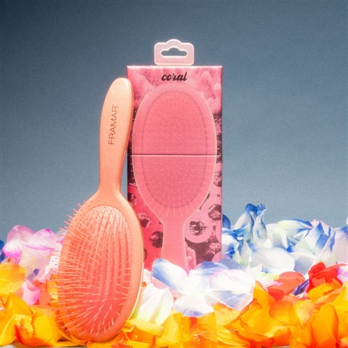 Framar Detangle Hair Brush Baecation Coral