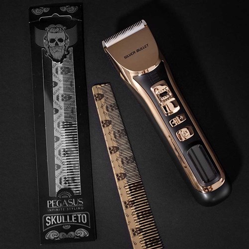 Pegasus Skulleto 303 Barber Comb Tapered Silver