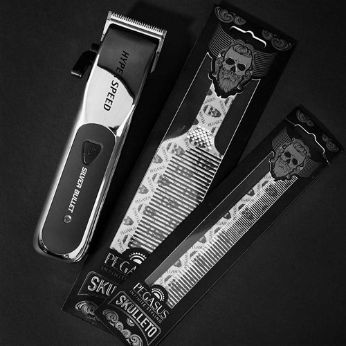 Pegasus Skulleto 303 Barber Comb Tapered Silver