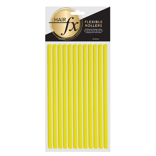 Hair FX Long Flexible Hair Rollers Yellow 12pk
