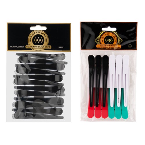 Premium Pin Company 999 Black Nylon Aluminium Sectioning Hair Clips 12pk