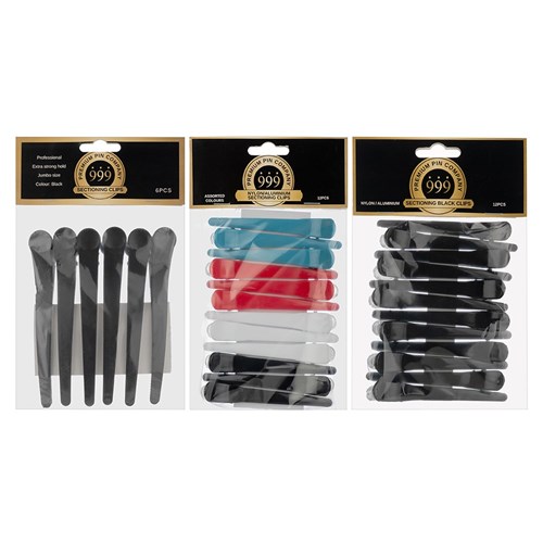 Premium Pin Company 999 Coloured Nylon Aluminium Sectioning Hair Clips 12pk