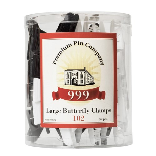 Premium Pin Company 999 Large Black & White Butterfly Clamps - 102