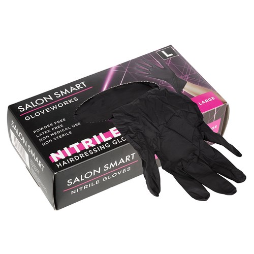 Salon Smart Nitrile Gloves Black Large 100pk