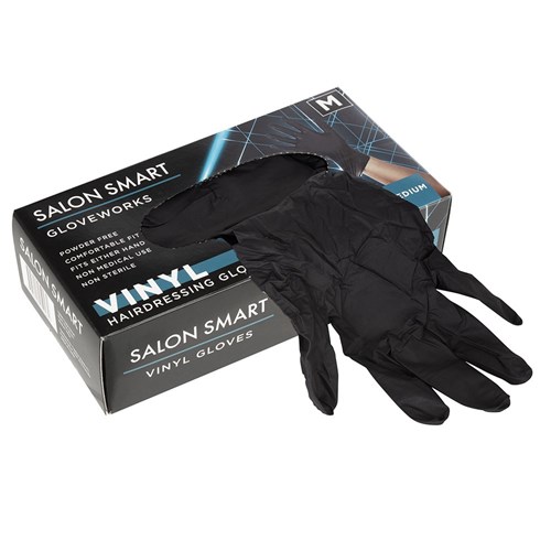 Salon Smart Vinyl Gloves Black Medium 100pk