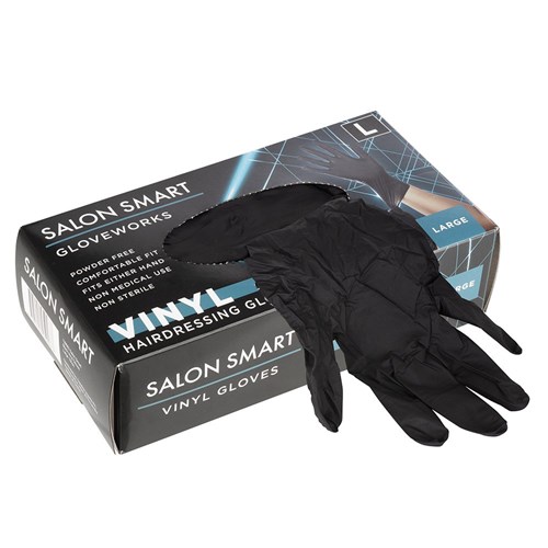 Salon Smart Vinyl Gloves Black Large 100pk