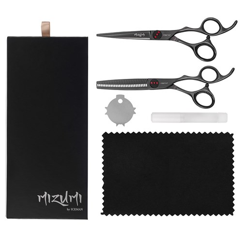 Iceman Mizumi Senshi 6” Hairdressing Scissors Thinner Set Black