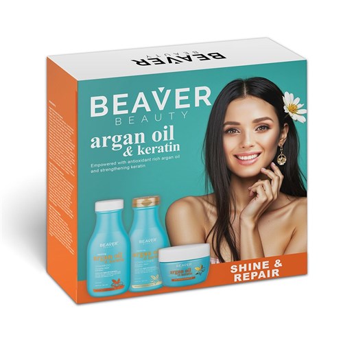 Beaver Argan Oil Keratin Shine and Repair Pack