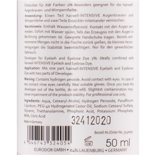 Hairwell Eyelash Eyebrow Tint Cream Developer