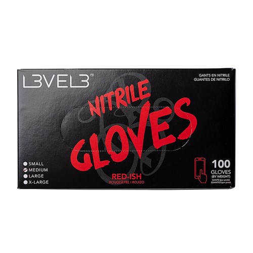 LVL3 NITRILE GLOVES RED-ISH SM 11300 100PC LEVEL3 L3VEL3