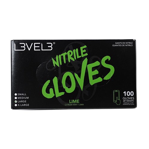 LVL3 NITRILE GLOVES LIME LGE 11402 100PC LEVEL3 L3VEL3
