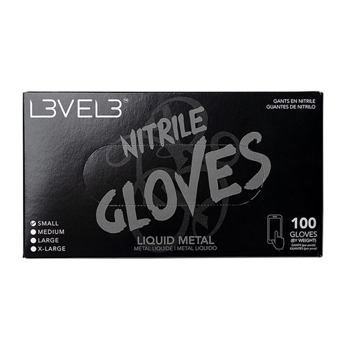 LVL3 NITRILE GLOVES LIQUID SM 11600 LIQUID METAL 100PC LEVEL3 L3VEL3