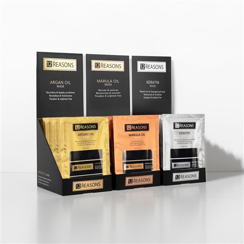 12R ARGAN OIL 12PC SACHET DISP DISPLAY 50ml SACHETS MASK 12 REASONS