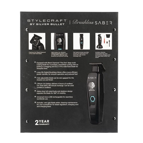 StyleCraft by Silver Bullet Saber Digital Brushless Hair Trimmer Black