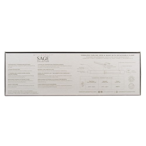 StyleCraft by Silver Bullet Sage Cordless Curling Iron with Detachable Clamp