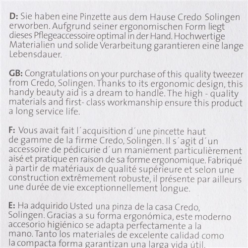 Credo Stainless Steel Point Tweezer Blister Pack