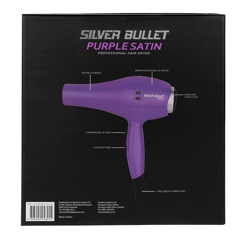 Silver Bullet Satin Hair Dryer Purple 