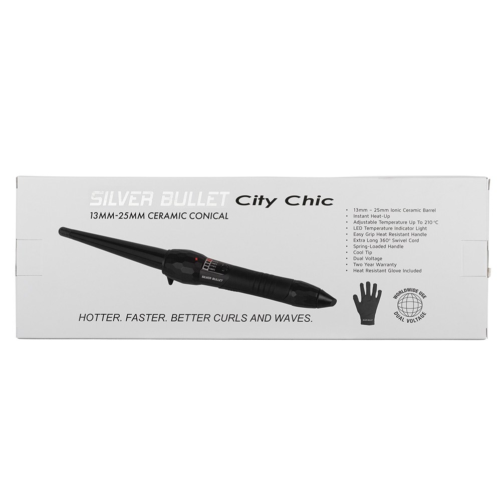 Silver Bullet City Chic Regular Conical Curling Iron i glamour